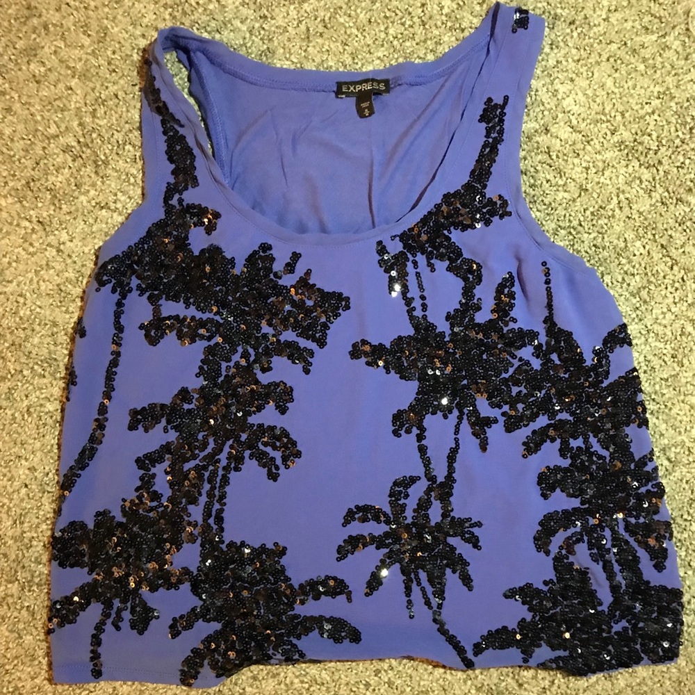 Express purple palm tree tank top